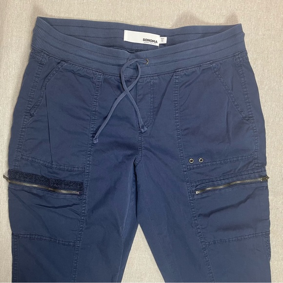 Sonoma | Navy Drawstring Cropped Cargo Pants | Size 14 - Picture 3 of 10